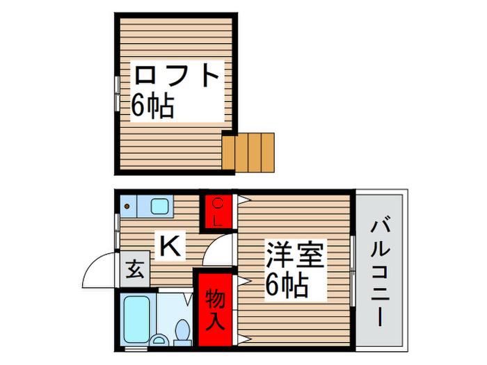 ハイツクワトロ(1K/2階)の間取り写真