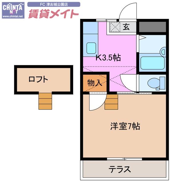 ドリームII(1K/2階)の間取り写真