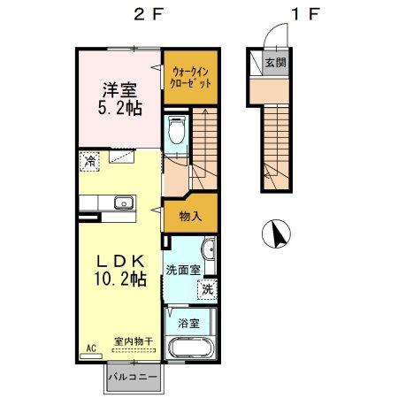 ボナール A(1LDK/2階)の間取り写真