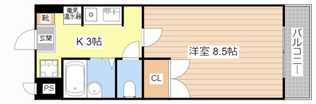 カーサソラッツオ2番館(1K/6階)の間取り写真
