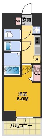 メイクスアート上前津VI(1K/13階)の間取り写真