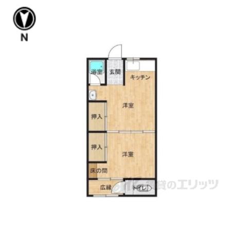 ロイヤルハイツ東大阪(2K/2階)の間取り写真