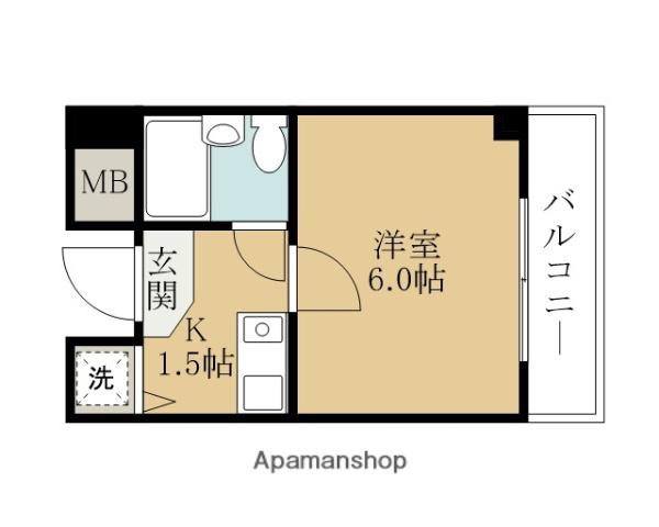 サンマンション加守(ワンルーム/2階)の間取り写真