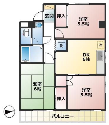 カーサベルデ(3DK/3階)の間取り写真
