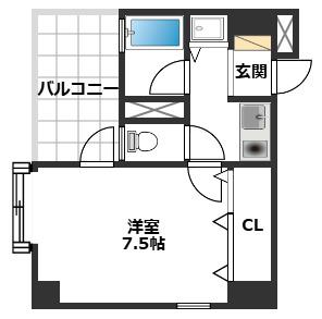 Kステーションプラザ姪浜(1K/4階)の間取り写真