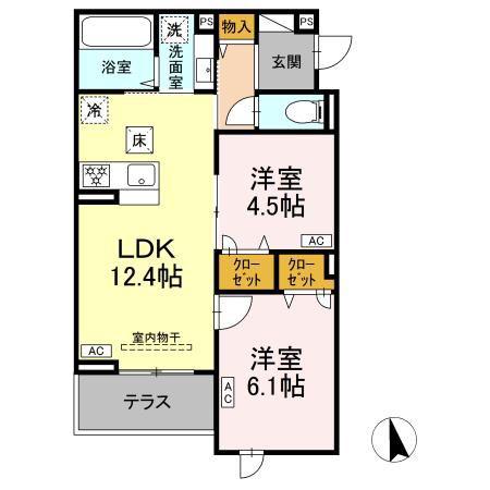 徳丸7丁目PJ(2LDK/1階)の間取り写真