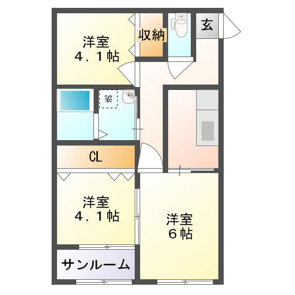 コリーヌC棟(3K/2階)の間取り写真