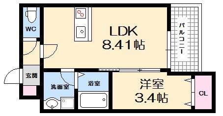 セブンプロート己斐西町(1LDK/2階)の間取り写真