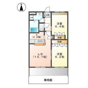 エクセル・ハイツ(2LDK/1階)の間取り写真