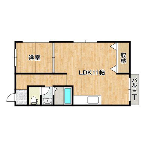 マンションキャッスル(1LDK/2階)の間取り写真