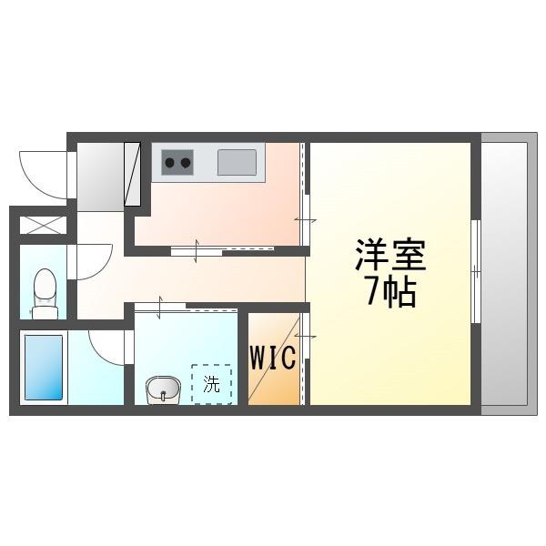 パークテラス(1K/1階)の間取り写真