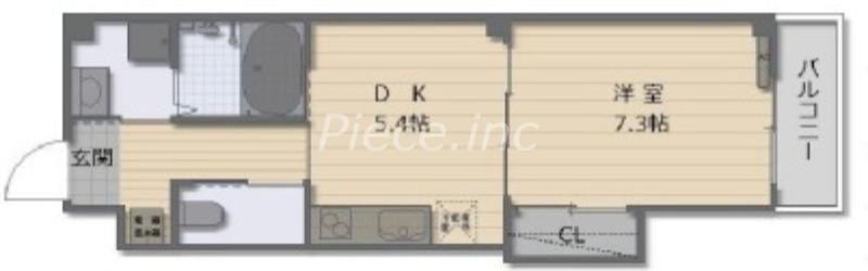 ヴィーブル寺田町2(1DK/2階)の間取り写真