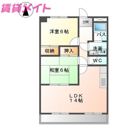 エレガントレーベンB(2LDK/3階)の間取り写真