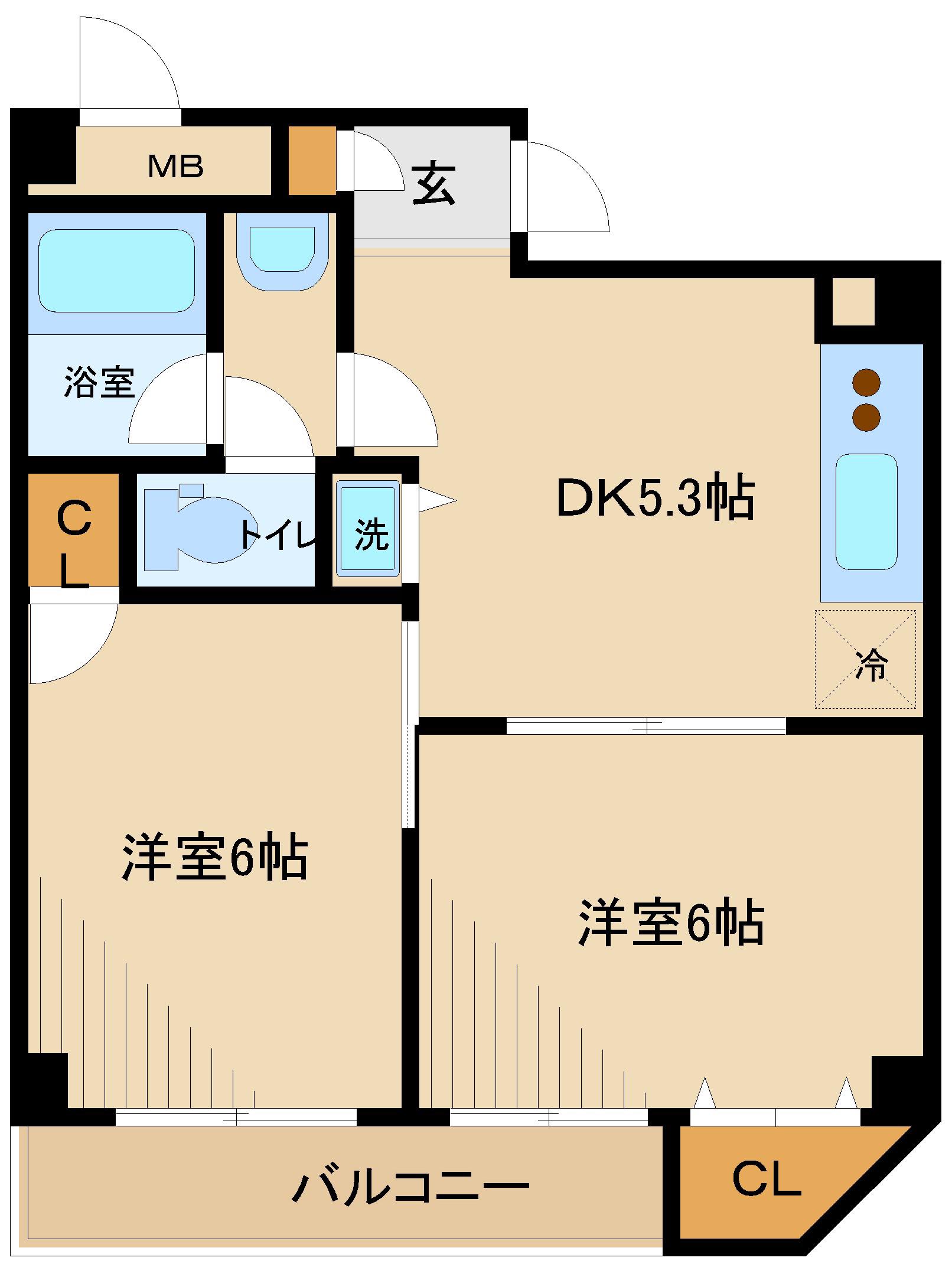 グラシア蔵前アネックス(2DK/2階)の間取り写真
