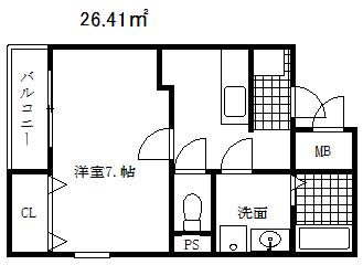 レジデンス赤坂(1K/2階)の間取り写真