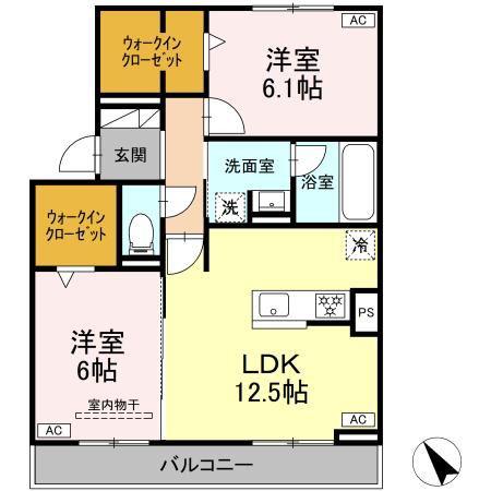 D-AVANCE今本町A(2LDK/2階)の間取り写真