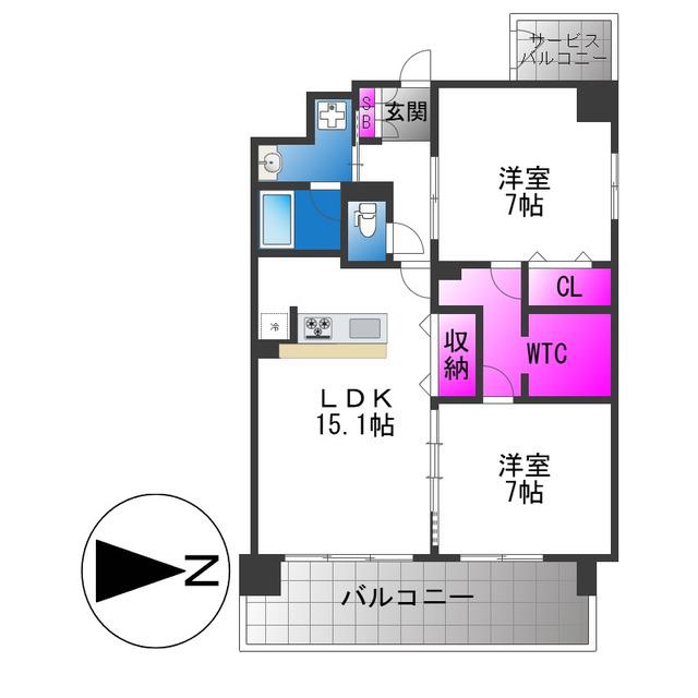 クレリア新深江(1SLDK/6階)の間取り写真