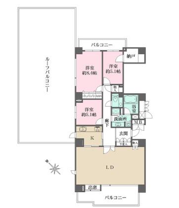 パークハウス多摩川南弐番館(3LDK/10階)の間取り写真