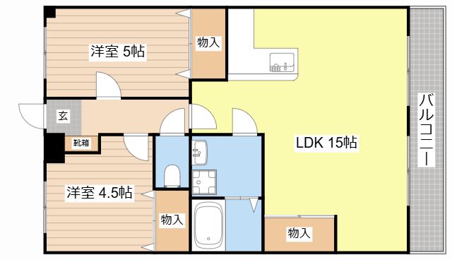 RIVER SIDE 11(2LDK/3階)の間取り写真