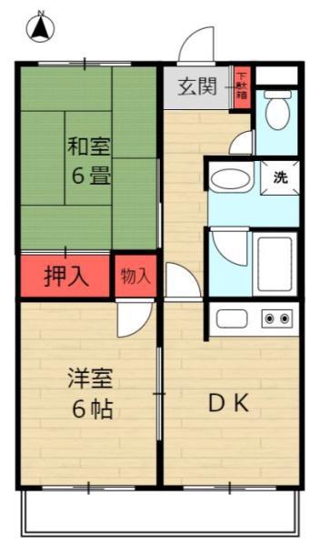 平沼ハイツ(2DK/3階)の間取り写真