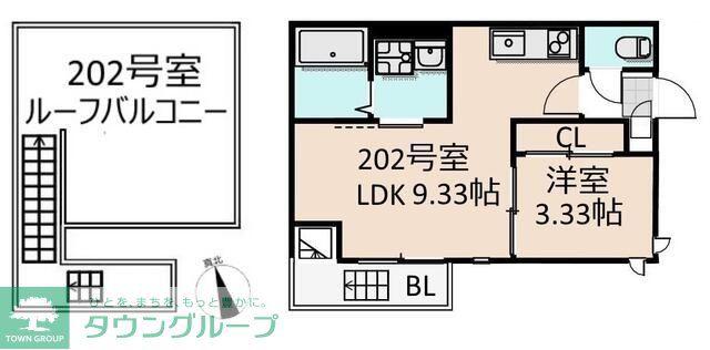 グランティックエバーグリーン(1LDK/2階)の間取り写真