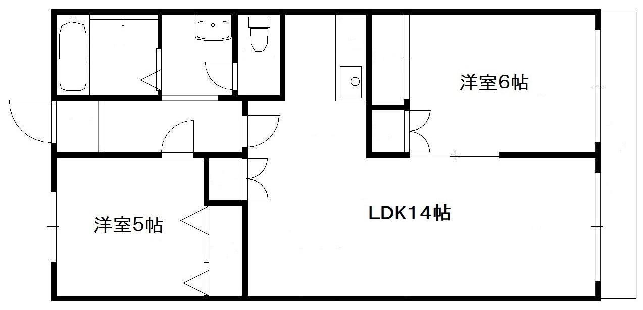 オークヴィラ(2LDK/2階)の間取り写真