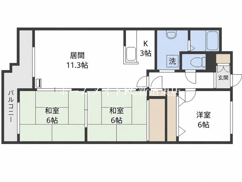 パールシティ栄町(3LDK/8階)の間取り写真