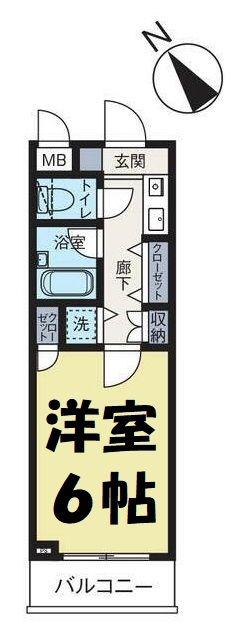 ガーデンヒルズ越谷(1K/3階)の間取り写真