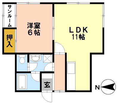 パークサイド(1LDK/2階)の間取り写真