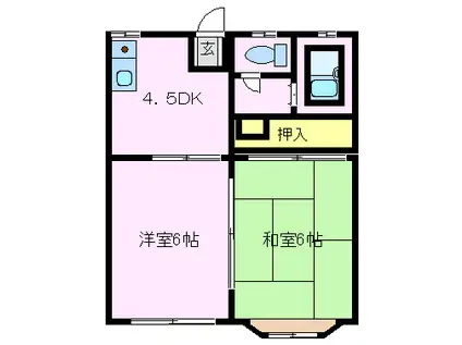 戸沢コーポ(2DK/2階)の間取り写真