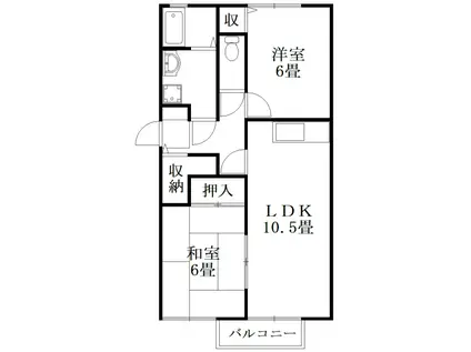 サンフレールカシハラ(2LDK/2階)の間取り写真