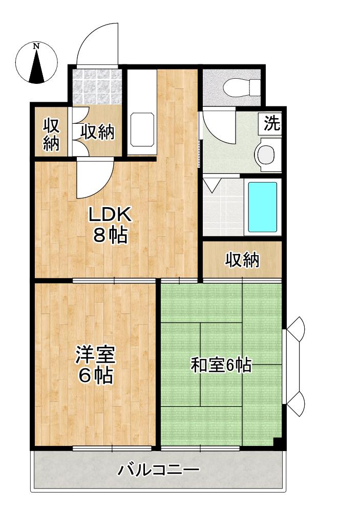 ファミール菊(2LDK/2階)の間取り写真