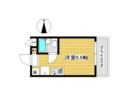 クレール・ド・ジュール(ワンルーム/B1階)の間取り写真