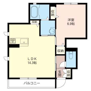 セントリビエ(1LDK/1階)の間取り写真