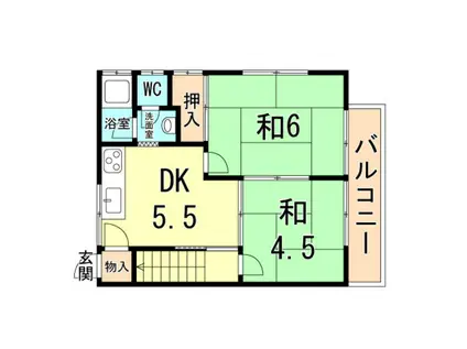 鵯越文化(2DK/2階)の間取り写真