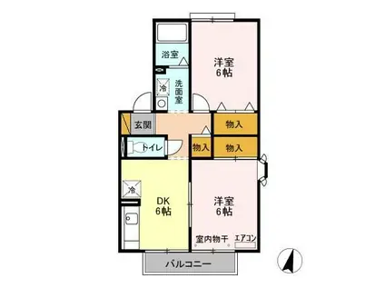セジュール烏山II・III(2DK/1階)の間取り写真