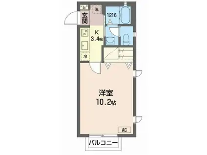ボンボニールII(1K/2階)の間取り写真