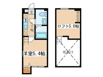 LOUPDEMER相模大野(1K/2階)の間取り写真