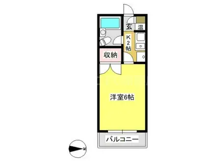 ヴェールヴィル(1K/2階)の間取り写真