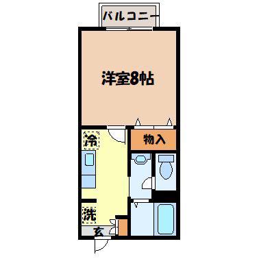 スカイコートまなび野(1K/2階)の間取り写真