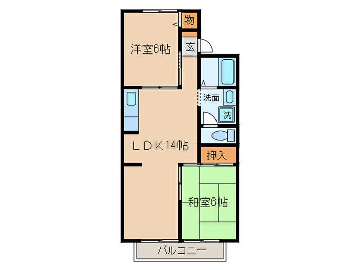 サンライズ(2LDK/1階)の間取り写真
