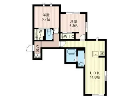 ル・シエル(2LDK/1階)の間取り写真