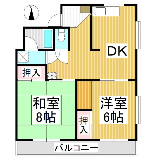 コーポHARU(2DK/2階)の間取り写真