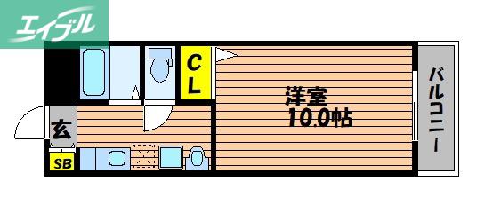 オーランド富田町(1K/2階)の間取り写真