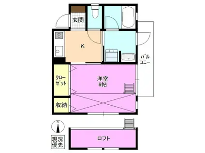 ユーイン上土(1K/2階)の間取り写真