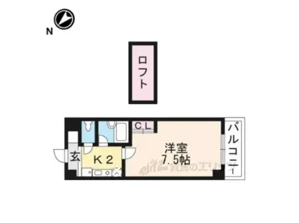 シャンドフルール竹村(1K/4階)の間取り写真