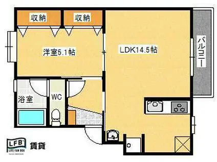 田ノ浦ハイツ(1LDK/1階)の間取り写真