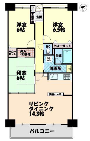 ダイアパレス文理大南弐番館(3LDK/12階)の間取り写真