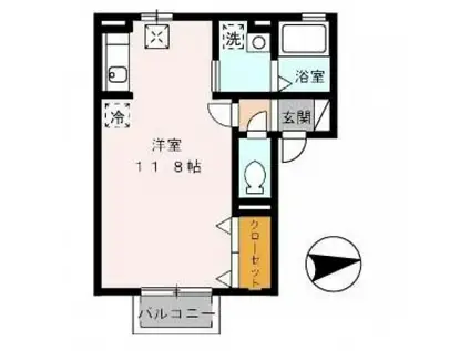 プレジオII(ワンルーム/1階)の間取り写真