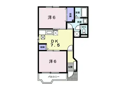 中土井ハイツ(2DK/1階)の間取り写真
